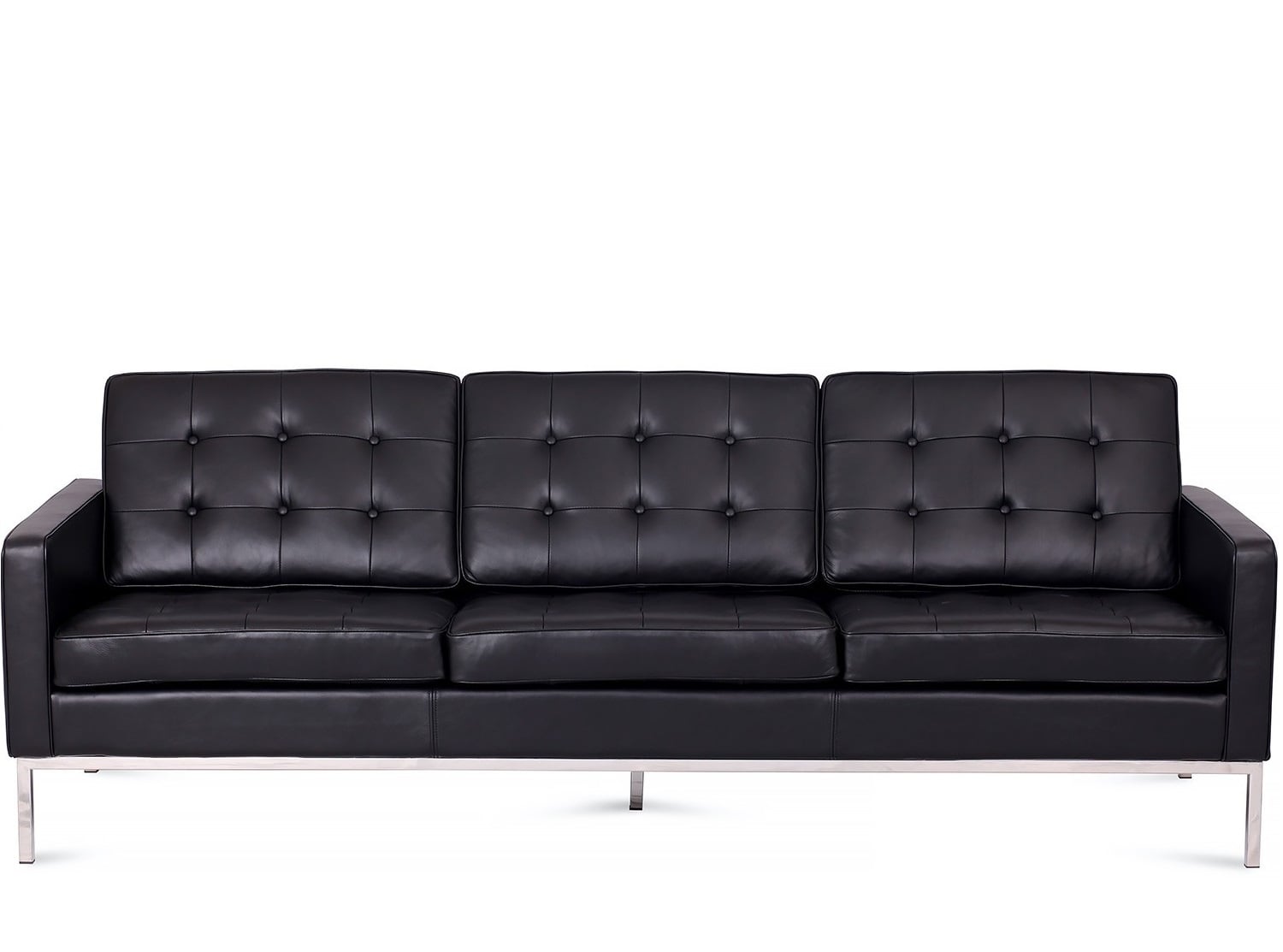 Ludwig Mies vd Rohe style, 3 seters sofa Florence svart