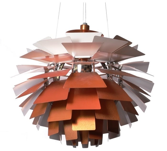 Poul Henningsen style, Anheng lys Artisjokk lampe 92cm kobber rød