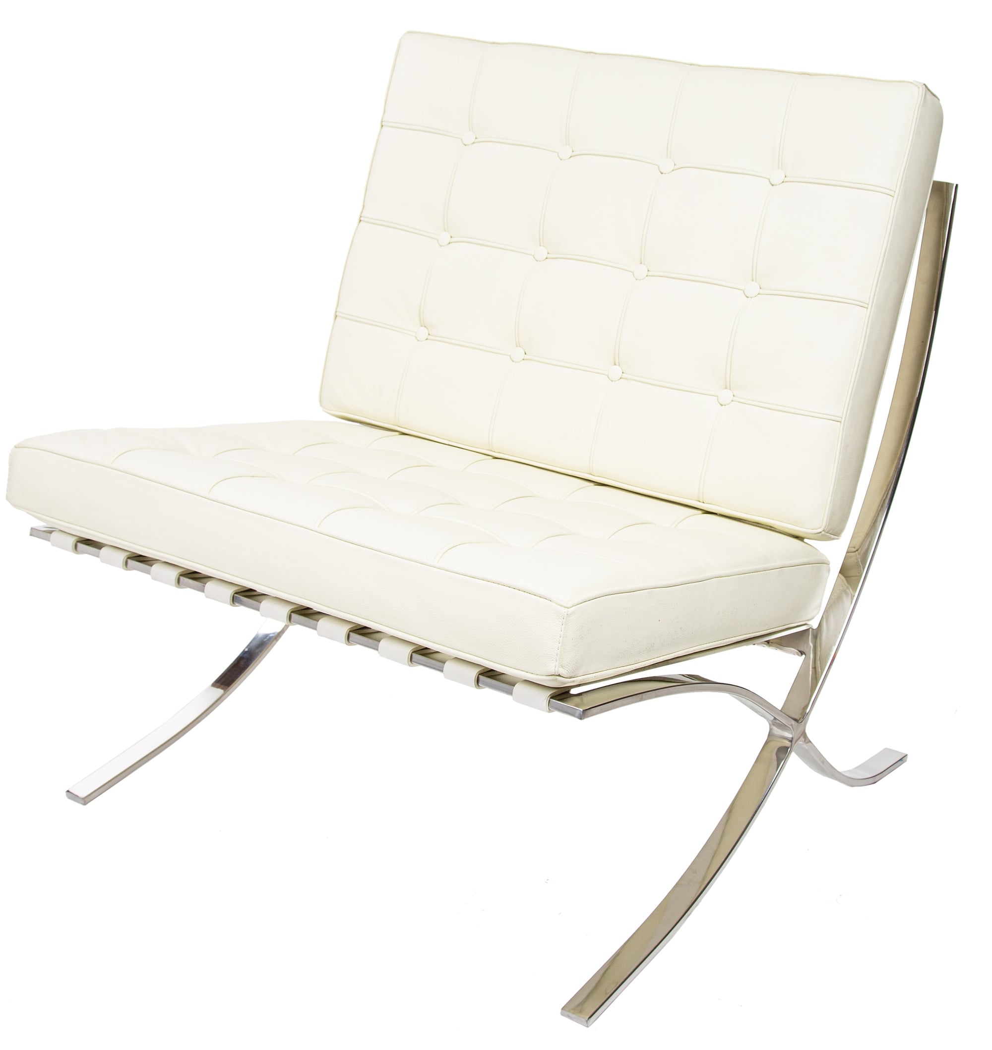 Ludwig Mies vd Rohe style, Lounge stol Barcelona Pavillion creme