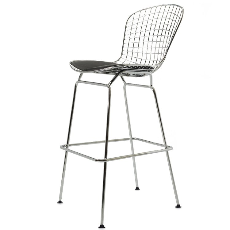 Harry Bertoia style, Barkrakk Bertoia Barstool svart Lær svart