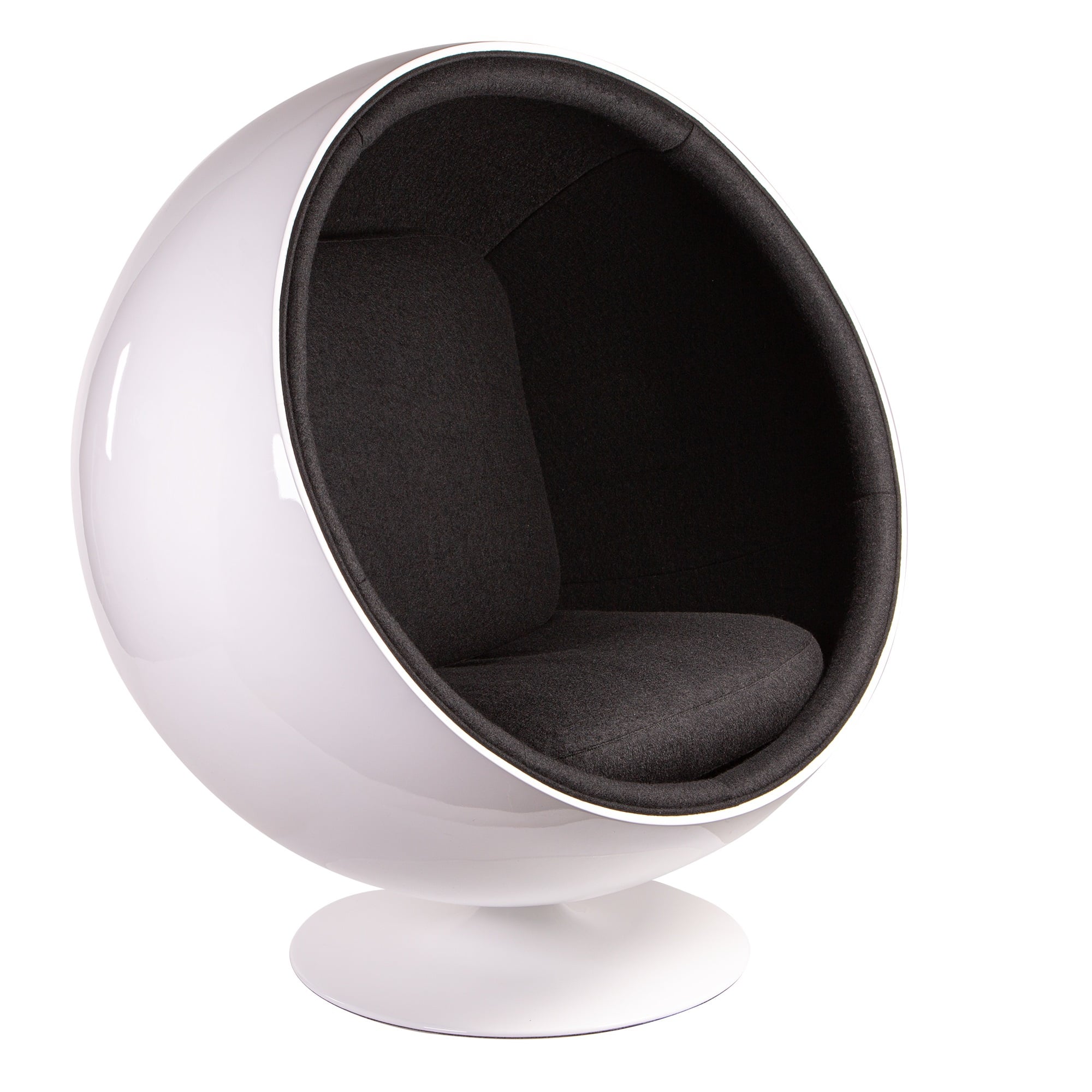 Eero Aarnio style, Lounge stol Ball stol glassfiber hvit Ull svart