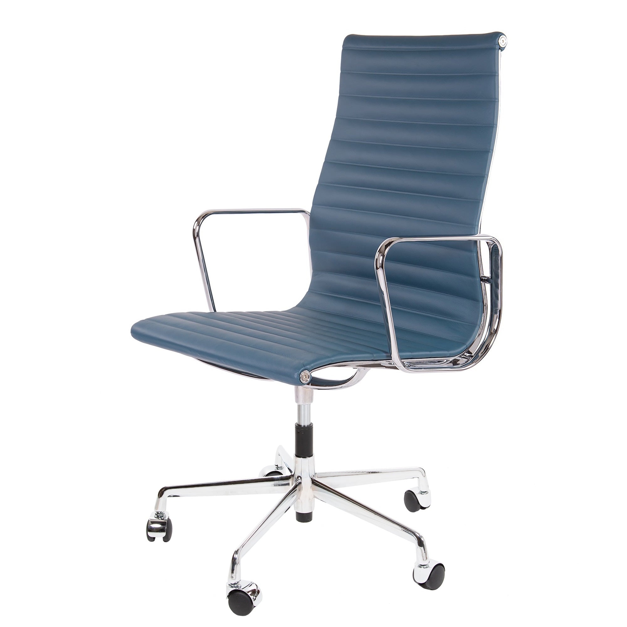Charles Eames style, Kontorstol EA119 lær blå