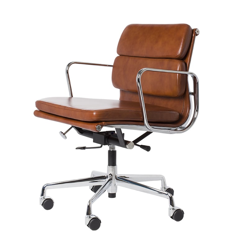 Charles Eames style, Kontorstol EA217 lær antikk