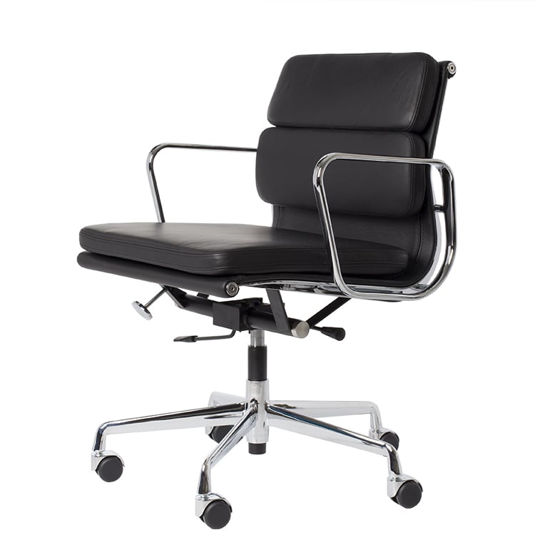 Charles Eames style, Kontorstol EA217 lær svart