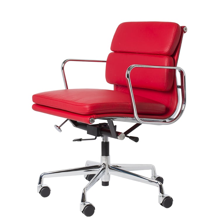 Charles Eames style, Kontorstol EA217 lær rød