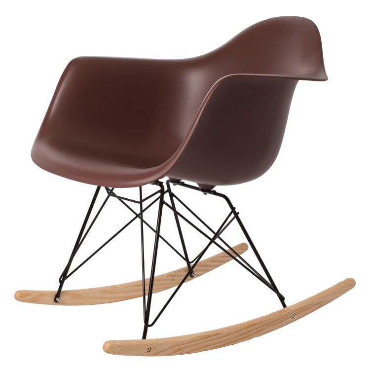 Charles Eames style, Gyngestol RAR Svart base PP brun