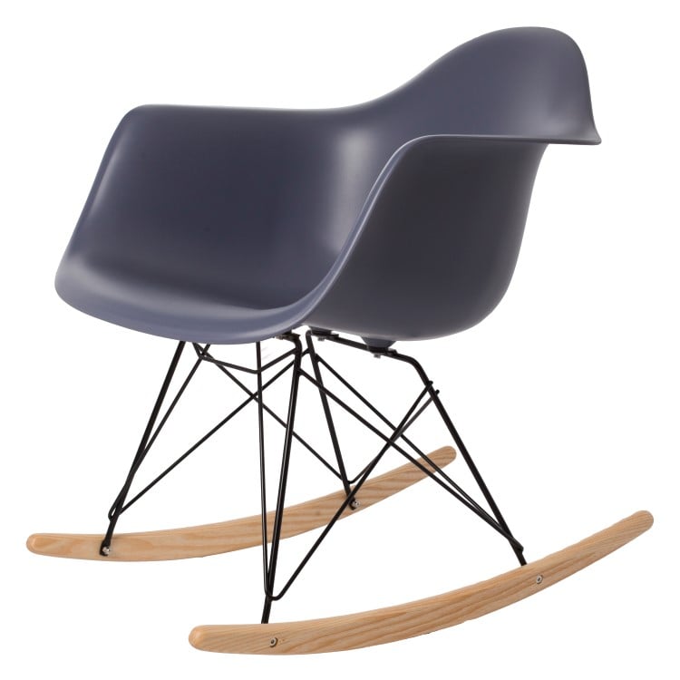 Charles Eames style, Gyngestol RAR Svart base PP mørkegrå