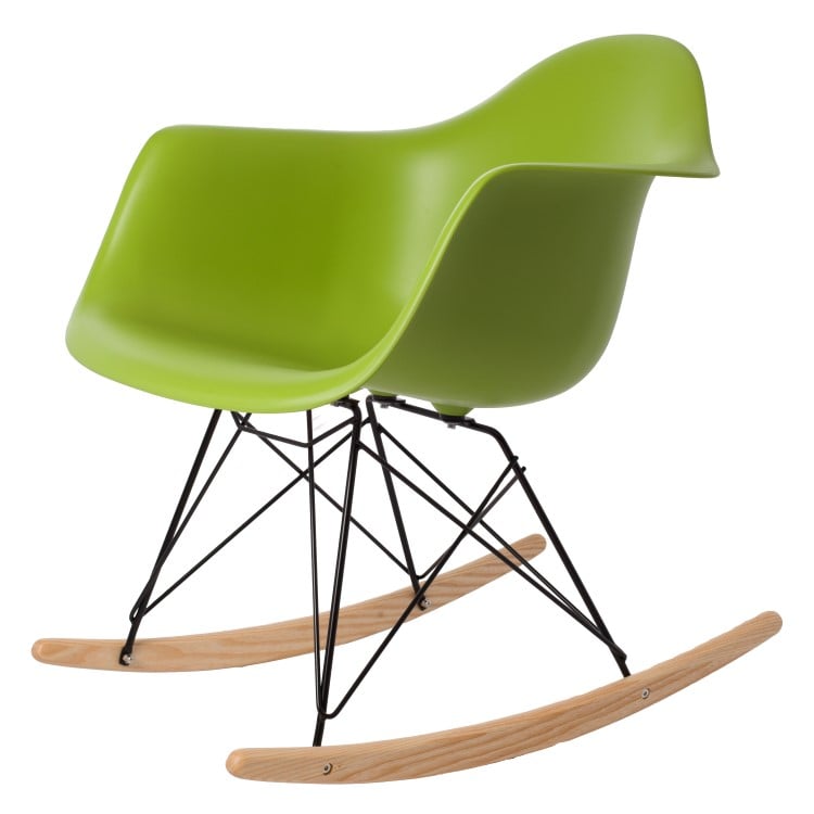 Charles Eames style, Gyngestol RAR Svart base PP grønn