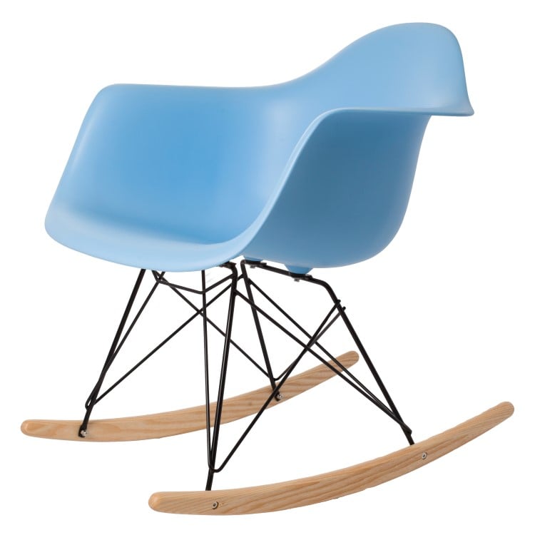 Charles Eames style, Gyngestol RAR Svart base PP lyseblå