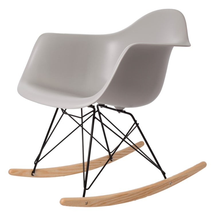 Charles Eames style, Gyngestol RAR Svart base PP lysegrå