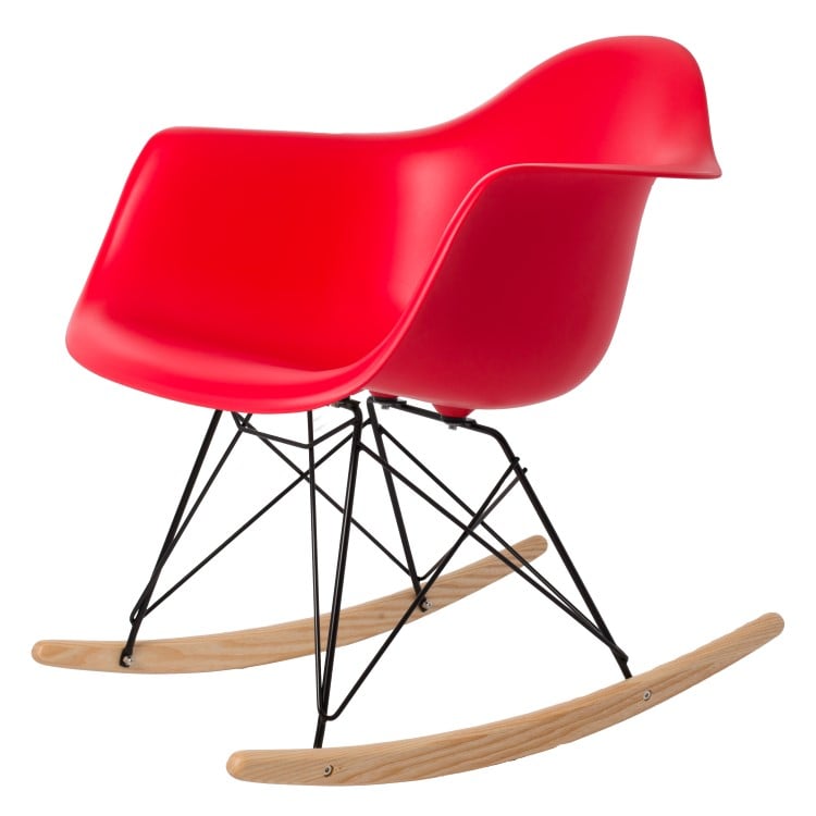 Charles Eames style, Gyngestol RAR Svart base PP rød