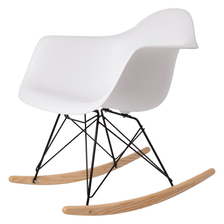 Charles Eames style, Gyngestol RAR Svart base PP hvit