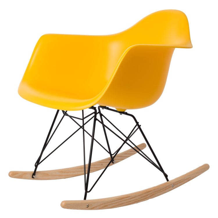 Charles Eames style, Gyngestol RAR Svart base PP gul