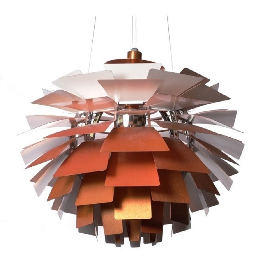 Poul Henningsen style, Anheng lys Artisjokk lampe 72cm kobber rød
