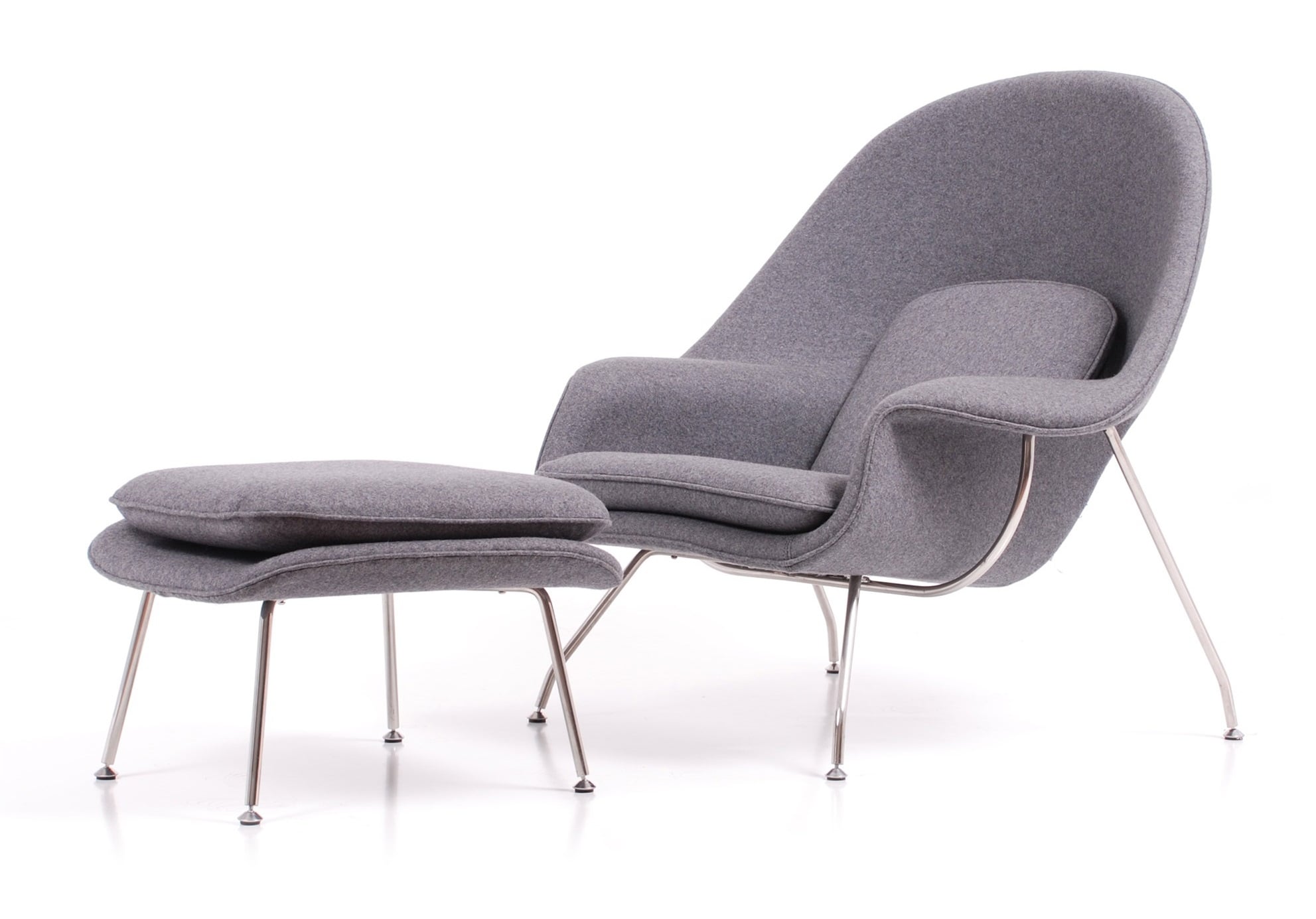 Eero Saarinen style, Lenestol med Hocker Womb grå