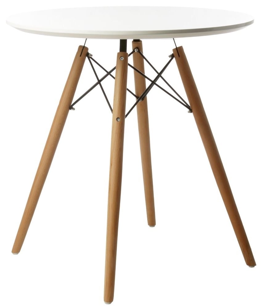Charles Eames style, Sidebord Dowel Coffee table Ø 70cm. hvit