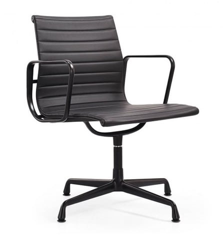 Charles Eames style, Conference stol EA108 Skinn sort ramme svart