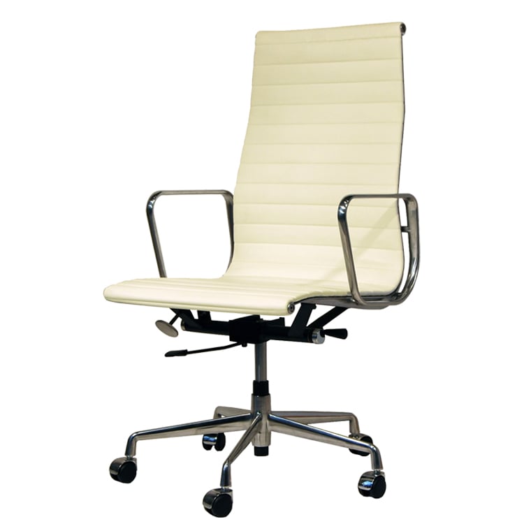 Charles Eames style, Kontorstol EA119 lær creme