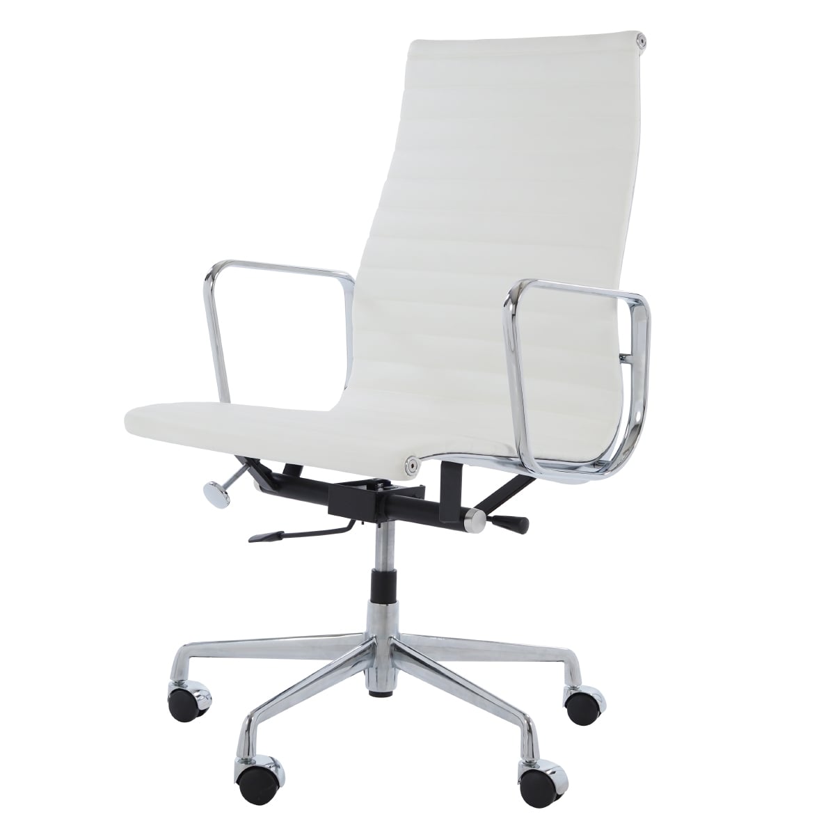 Charles Eames style, Kontorstol EA119 lær hvit