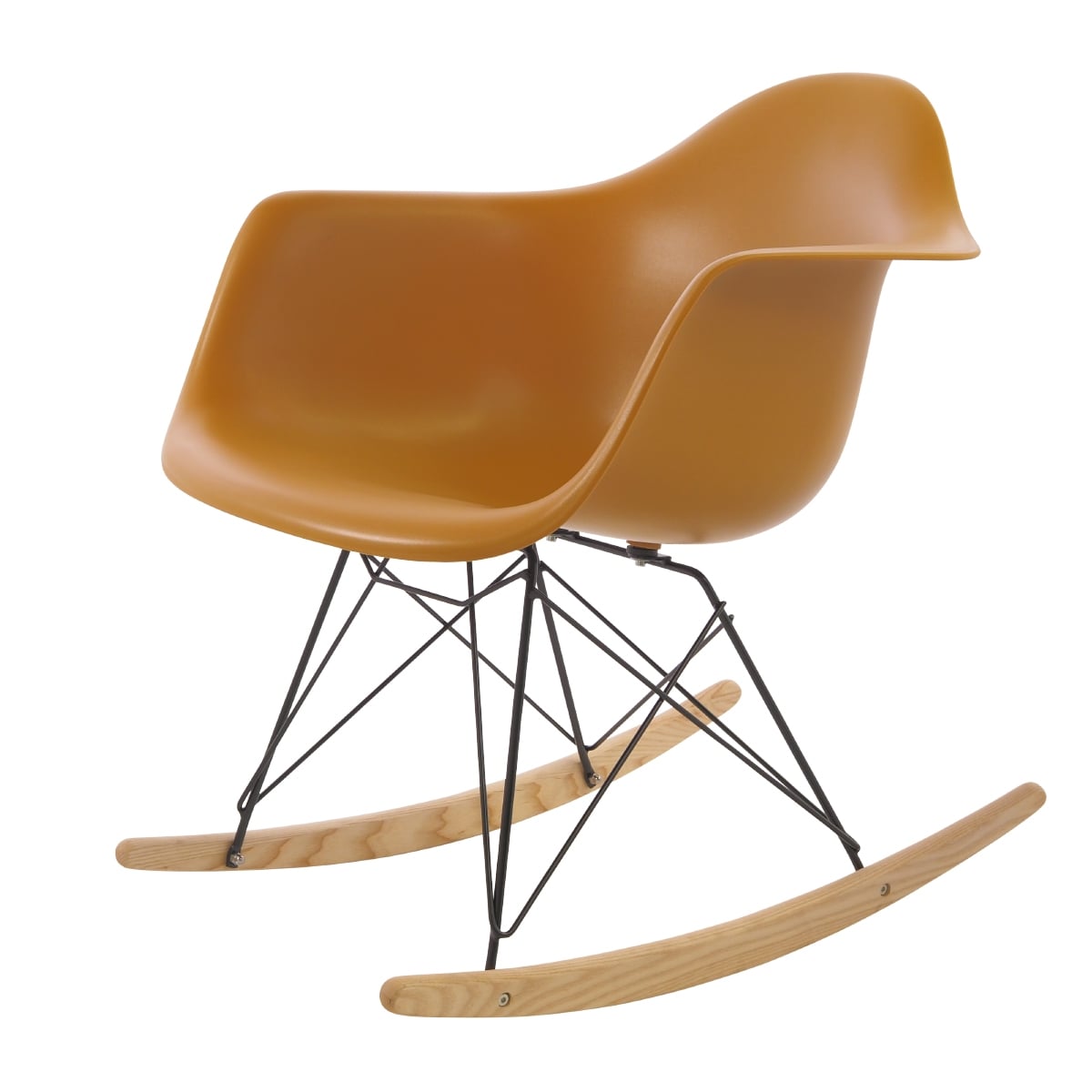 Charles Eames style, Gyngestol RAR Svart base PP ingefær