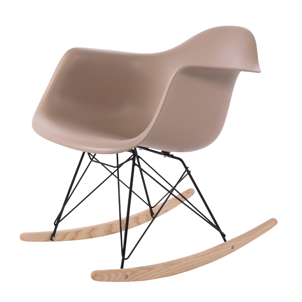 Charles Eames style, Gyngestol RAR Svart base PP lyse choco