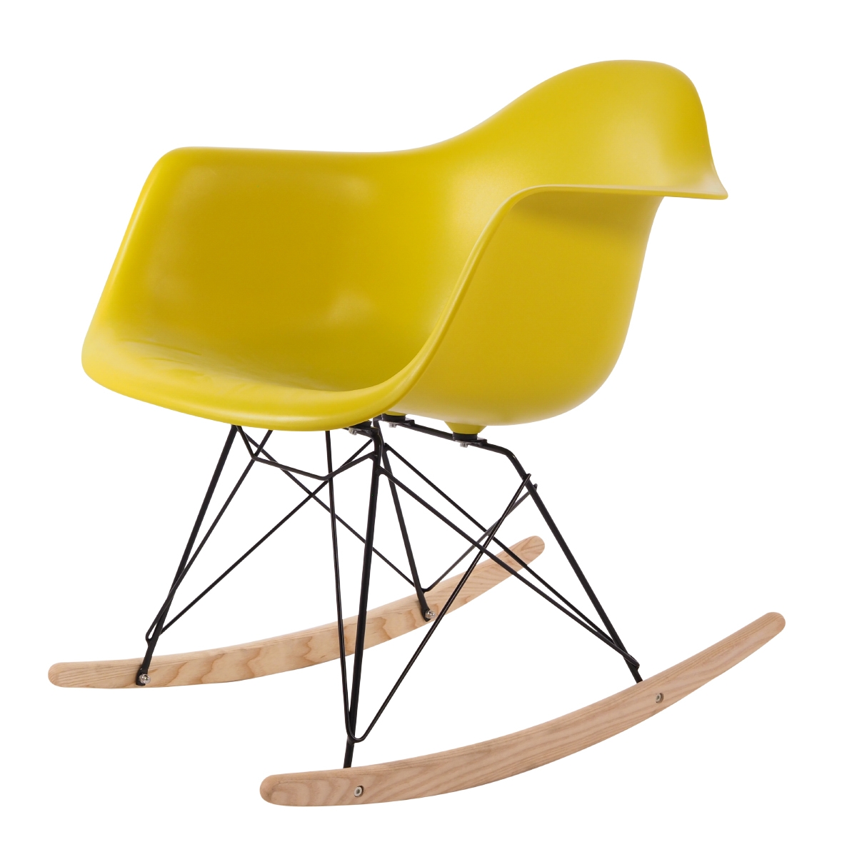 Charles Eames style, Gyngestol RAR Svart base PP sennep