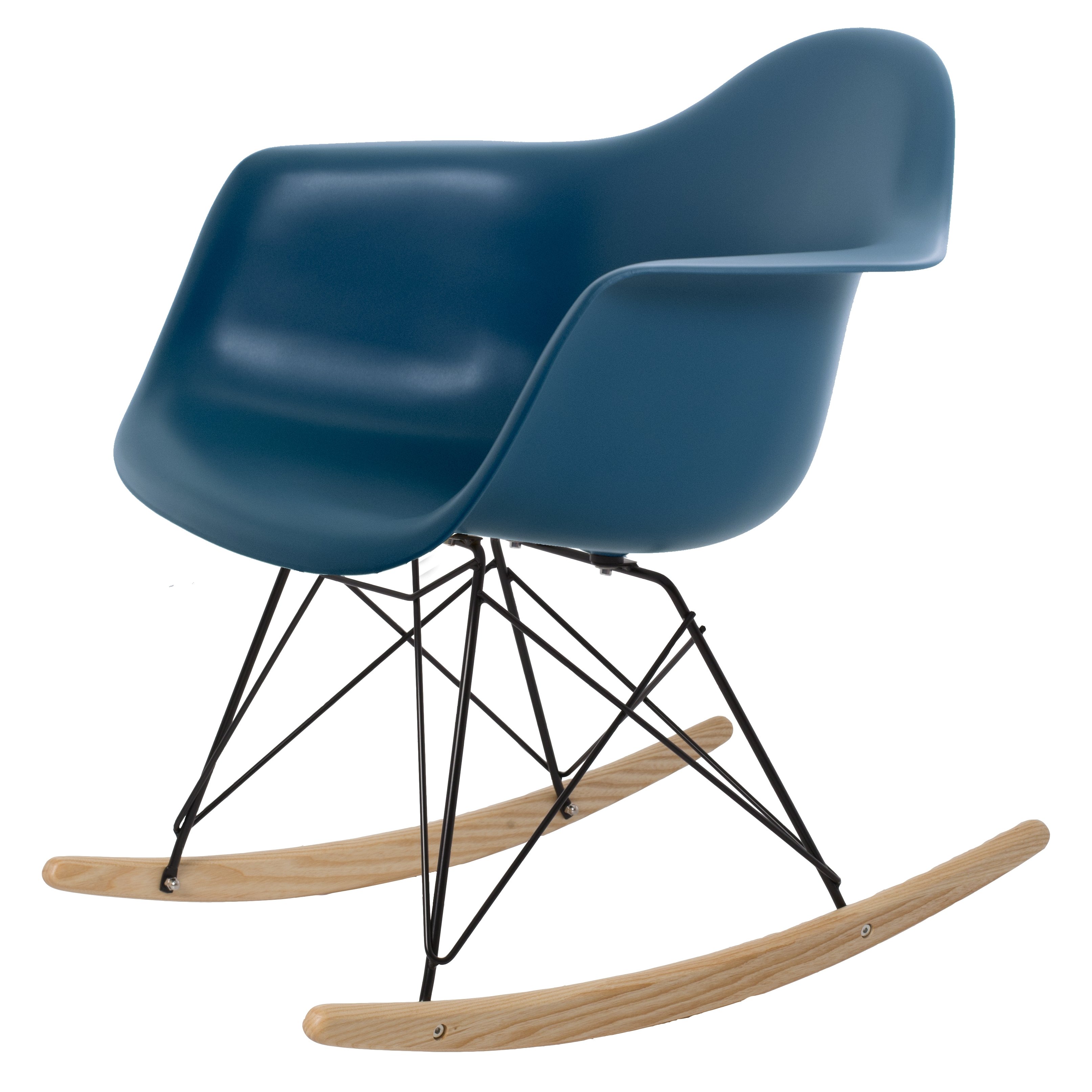 Charles Eames style, Gyngestol RAR Svart base PP havblå