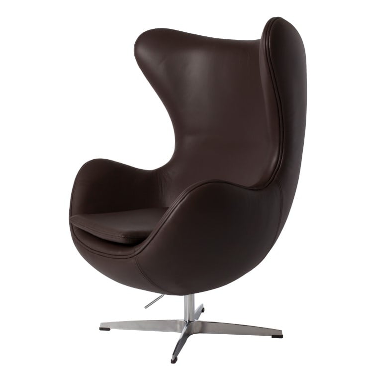 Arne Jacobsen style, Lounge stol Egg stol lær brun mørkblå