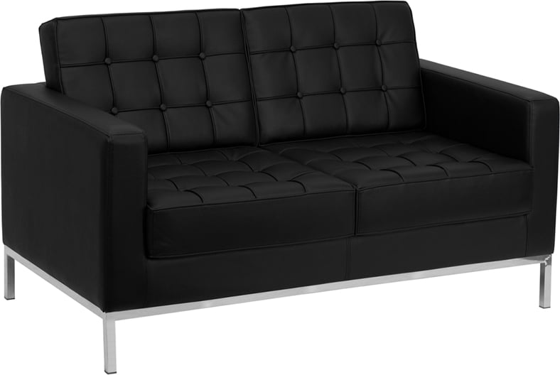 Ludwig Mies vd Rohe style, 2 seters sofa Florence 2 seters sofa svart