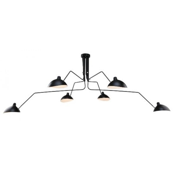 Serge Mouille style, Anheng lys Contemporary 6-arm svart