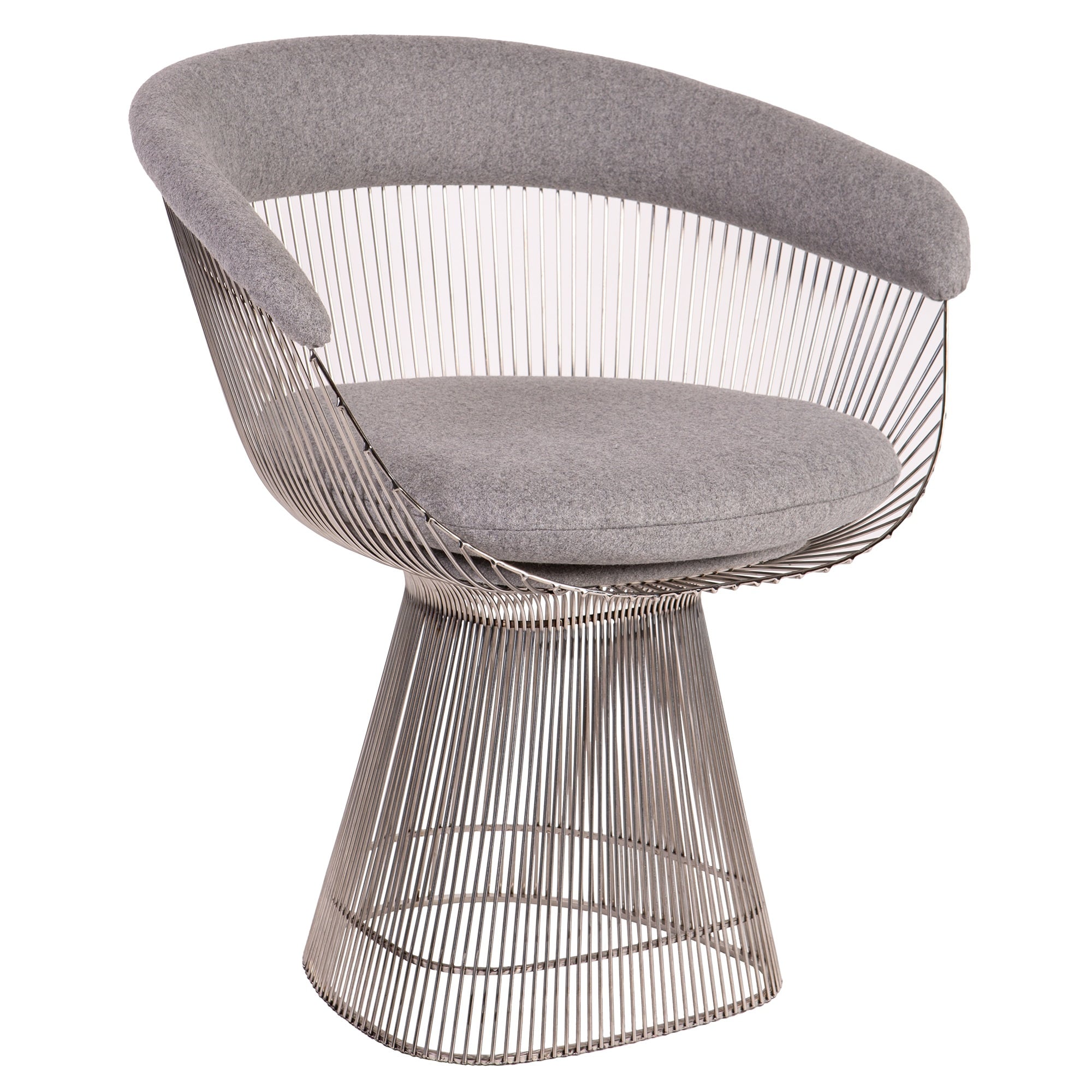 Warren Platner style, Spisestue stol Wire etol chrome Kashmir lysegrå