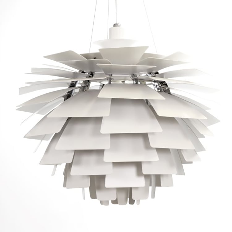Poul Henningsen style, Anheng lys Artisjokk lampe 92cm hvit
