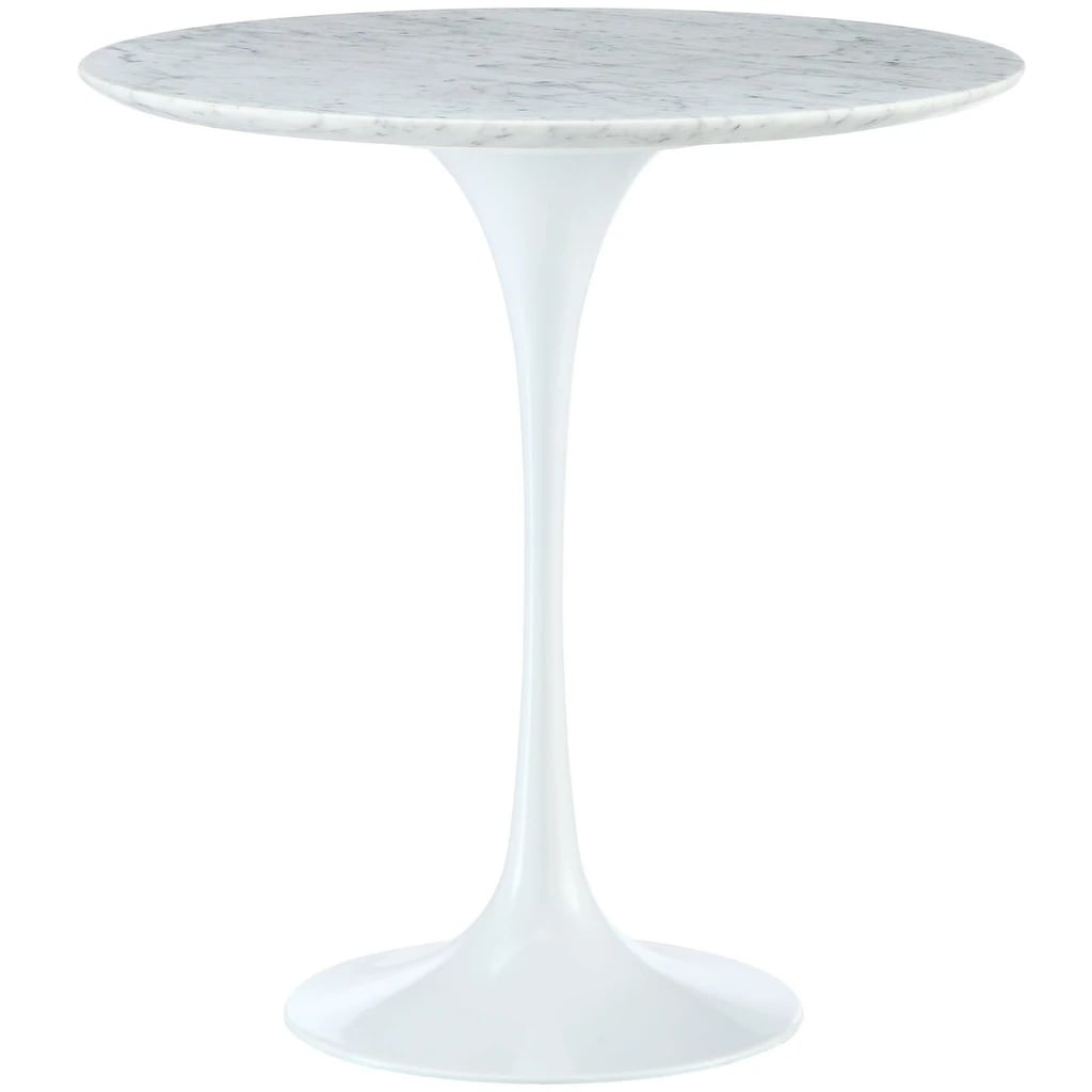 Eero Saarinen style, Sidebord Tulpanbord 50cm Topp Marmor hvit Base hvit