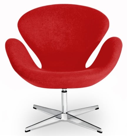 Arne Jacobsen style, Lounge stol Swan Cashmere rød