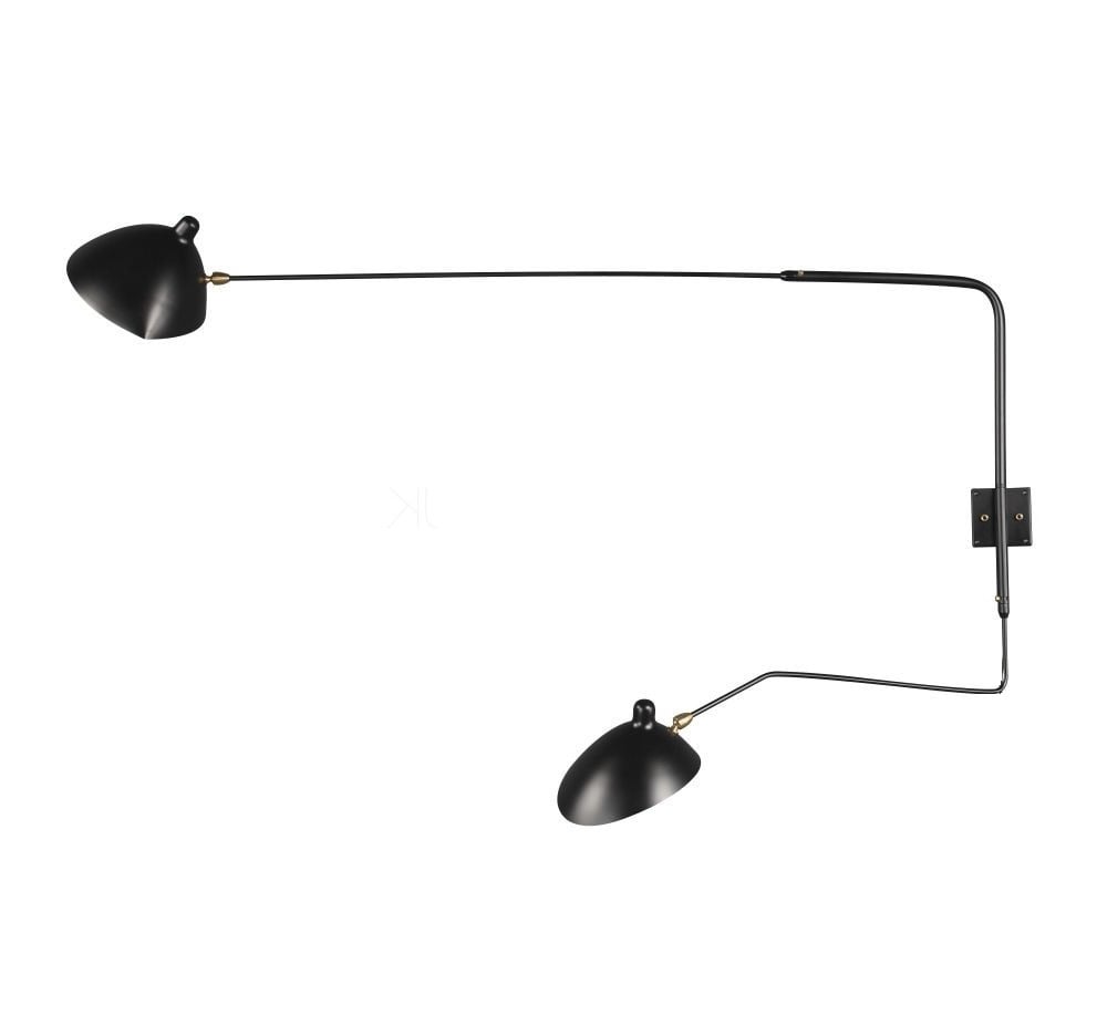 Serge Mouille style, Vegglampe Contemporary 2-arm svart