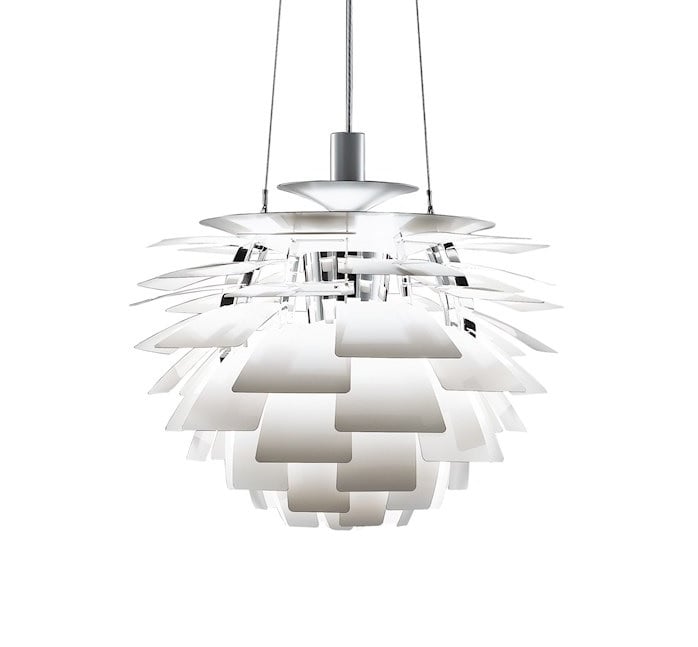Poul Henningsen style, Anheng lys Artisjokk lampe 56cm hvit